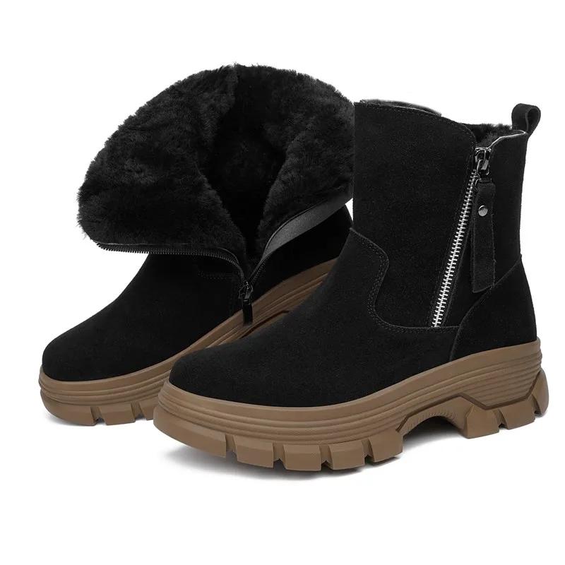 High Quality Winter Women s Suede Cotton Boots Wool Keep Warm Women s Ankle Boots Plush Women Snow Boots Botas Mujer Botas Mujer 35