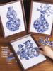 Handmade Blue & White Porcelain Photo Frame Tile Collage Ornament for Decorative Salon Team Building Activity
