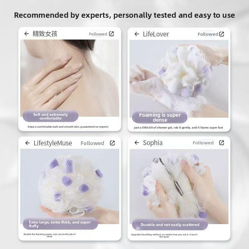 Shower Ball - Non-dispersive Sponge Bathing Towel with Large Soft Sponge for Back Massage Ultimate Bathing Tool Shower Ball
