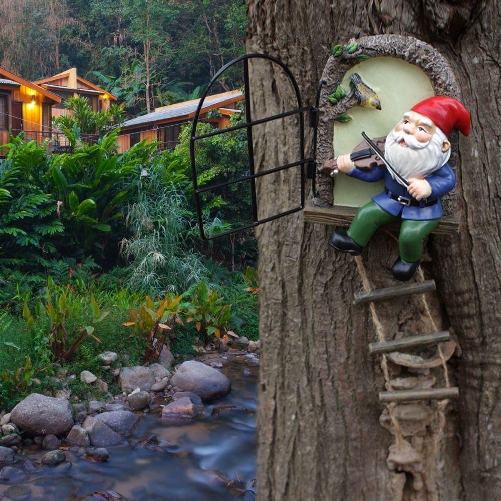 

Флуоресцентный кулон в виде играющего на пианино гнома, статуэтка эльфа на дереве, сидящего гнома, висящая на дворе Dwarf