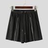 INCERUN Men Drawstring Elastic Waist Side Zip-up Casual Rib Shorts Pants Home Wear