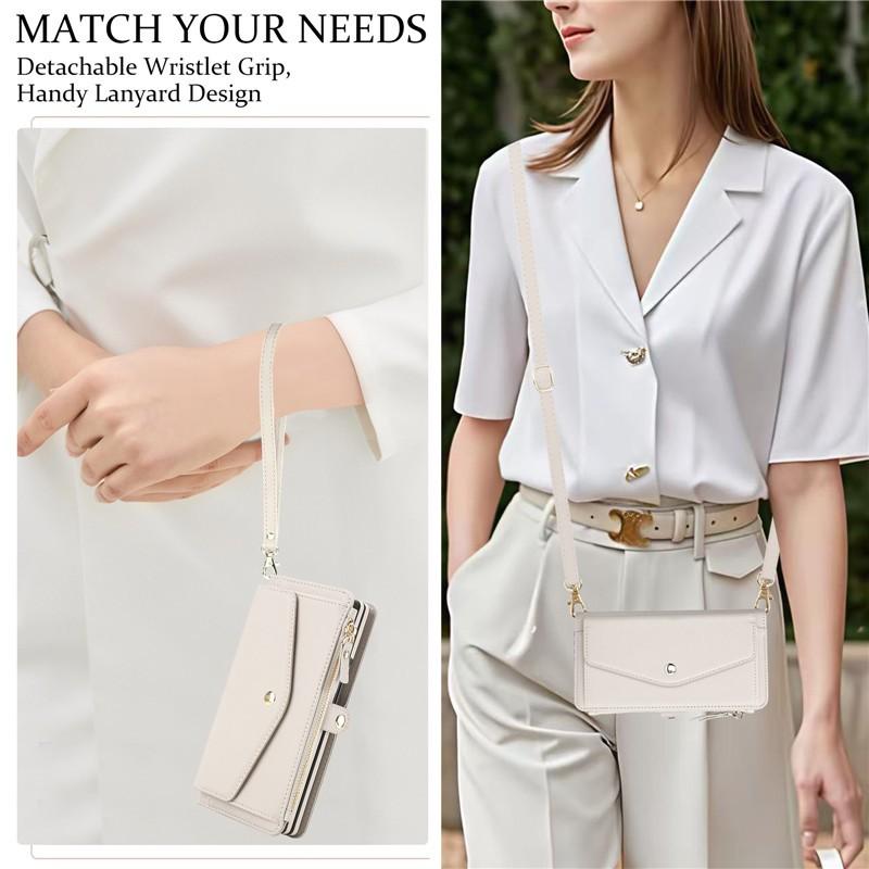 2 in 1 Removable Zipper Wallet Crossbody Case For Samsung Galaxy Z Fold 7 Z Fold 6 5 4 3 Magnetic Charging Luxury Leather Cover