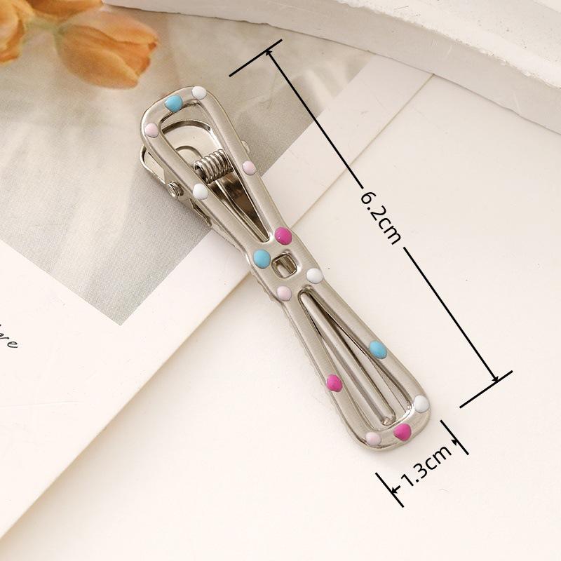 6cm Colored Polka Dot Metal Hair Clip, Side/Duckbill/Straight Clip, Cloud-Style Bangs Clip, Handmade Hair Accessory