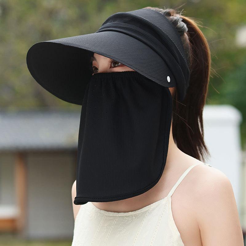 Summer Open-Top Baseball Cap Face-Shielding Hats Women Outdoor, Dustproof Cap Cycling Hat
