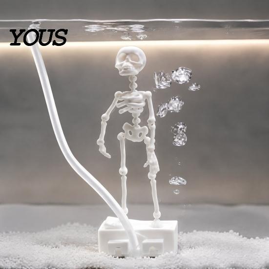 Scheletro Impermeabile Ecologico per Halloween Acquario Scheletro Danzante, Articolazioni Mobili Azionate da Bolle Decorazione Ornamentale Horror Subacquea, Realistico