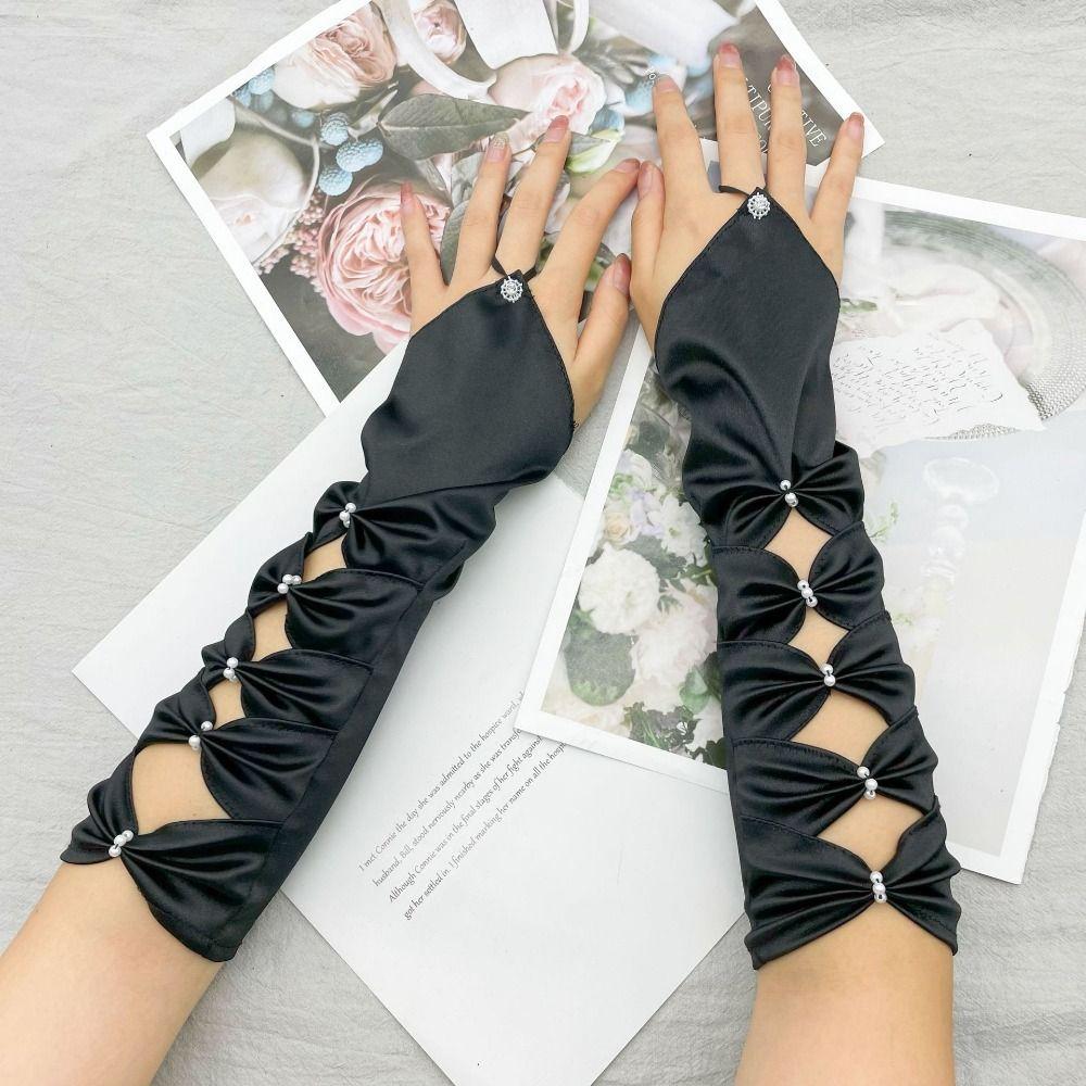 Bow Party Formal Gloves Arm Warmer Full Finger Gloves Fashion Design Women Long Gloves Girls