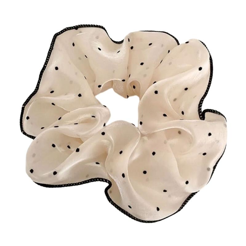 Soft Fabric Scrunchies Hair Tie For Women Girls Round Dot Floral Heart Design Elastic Hair Accessories No Metal Part