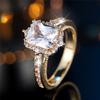 Female Crystal Cute White Square Zircon Stone Engagement Ring Luxury Gold Color Wedding Jewelry for Women Valentines Day Gift