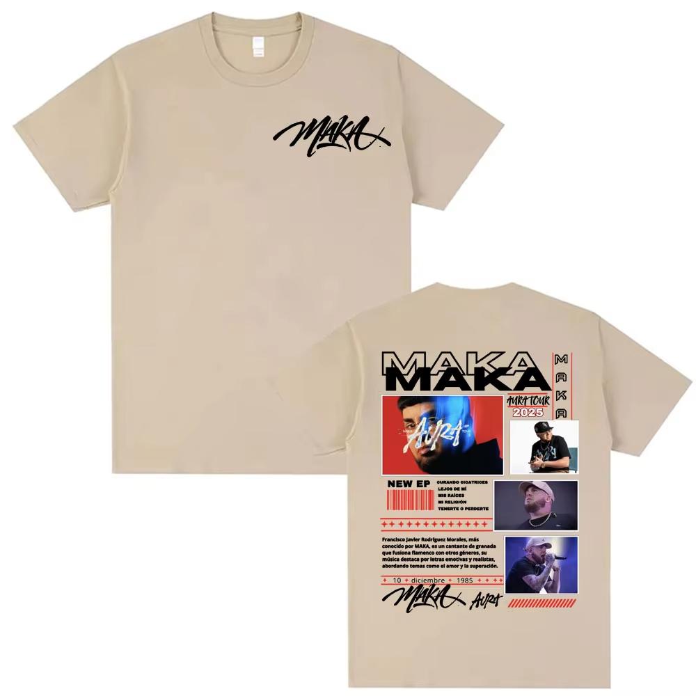 Rapper Maka Aura Tour Album 2025 T Shirts for Unisex Women Vintage Harajuku Street Tshirt Casual Cotton T Shirt Clothing Tops