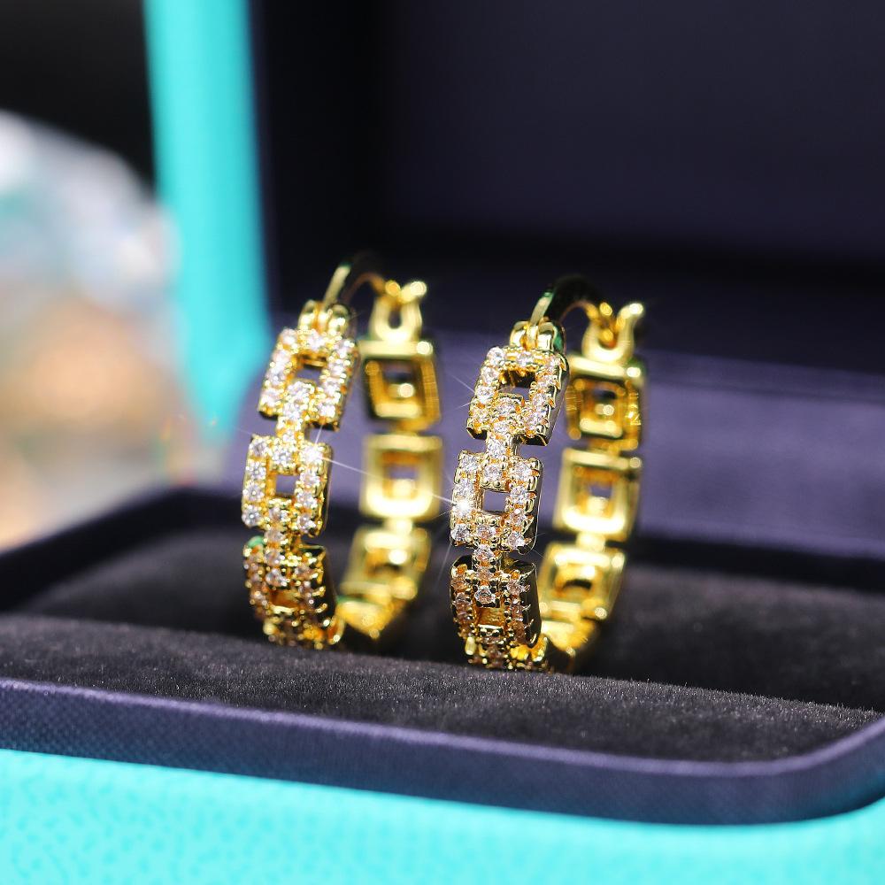 Design Zircon Ear Buckles, Simple High-End Loop Chain Earrings For Women