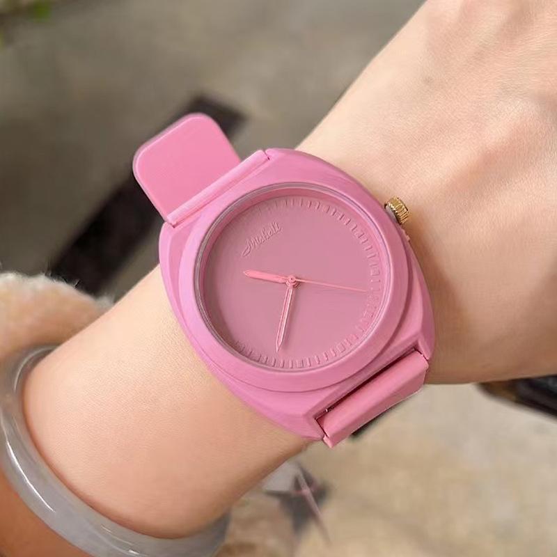 Watch Waterproof Silicone Student Ladies Dopamine Color Large Dial Women'S Watch