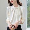 Women Blouses Shirts 2025 Spring Long Sleeve Women Blouse Shirt Bow Collar Solid Elegant Blouse Shirt Women Tops J909