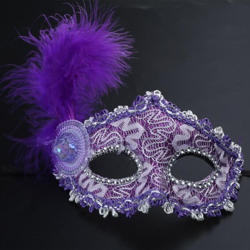Costume Mask Feather Masquerade Mask Halloween Mardi Gras Cosplay Party Masque
