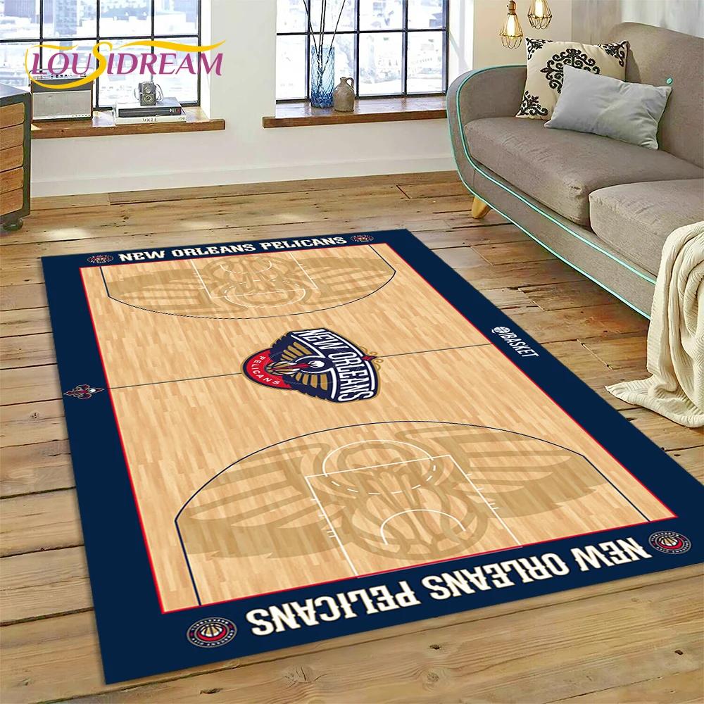Tappeto Personalizzato 3D Campo da Basket Americano Squadra per Decorazione Soggiorno Camera da Letto, Decorazione Antiscivolo per Divano Zerbino Regalo