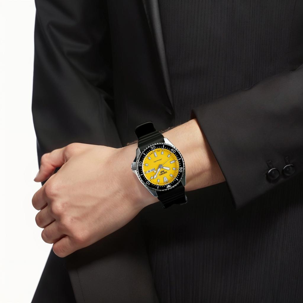SEIKO Size 5 Sports 100m Water Resistant Automatic Mechanical Movement Silicone Strap Watch 46mm SRPL87