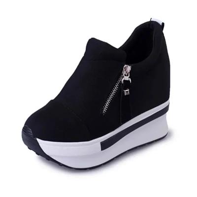 2024 New Platform Sneakers Women Shoes Red Casual Shoes Comfortable Heels Black Canvas Shoes Women Invisible Wedge Sneaker