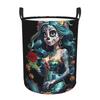 Mexican Catrina Girl Day Of The Dead Dirty Laundry Baskets Folding Large Waterproof Clothes Toys Basket For Home Kids