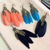 Bohemian Retro Style Feather Fringed Earrings, Bronze Leaves Elegant Exaggerated Earrings Women's Ear Jewelry