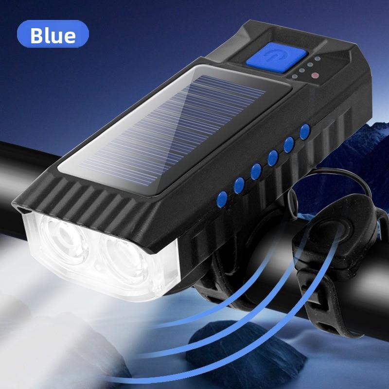 

Bicycle headlight, night lighting lamp, mountain road bicycle, multi-functional solar horn lamp, cycling equipment синий