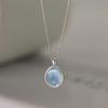 Aquamarine Oval Zircon Pendant Necklace - Women's Elegant Clavicle Chain, Simple Luxury Choker