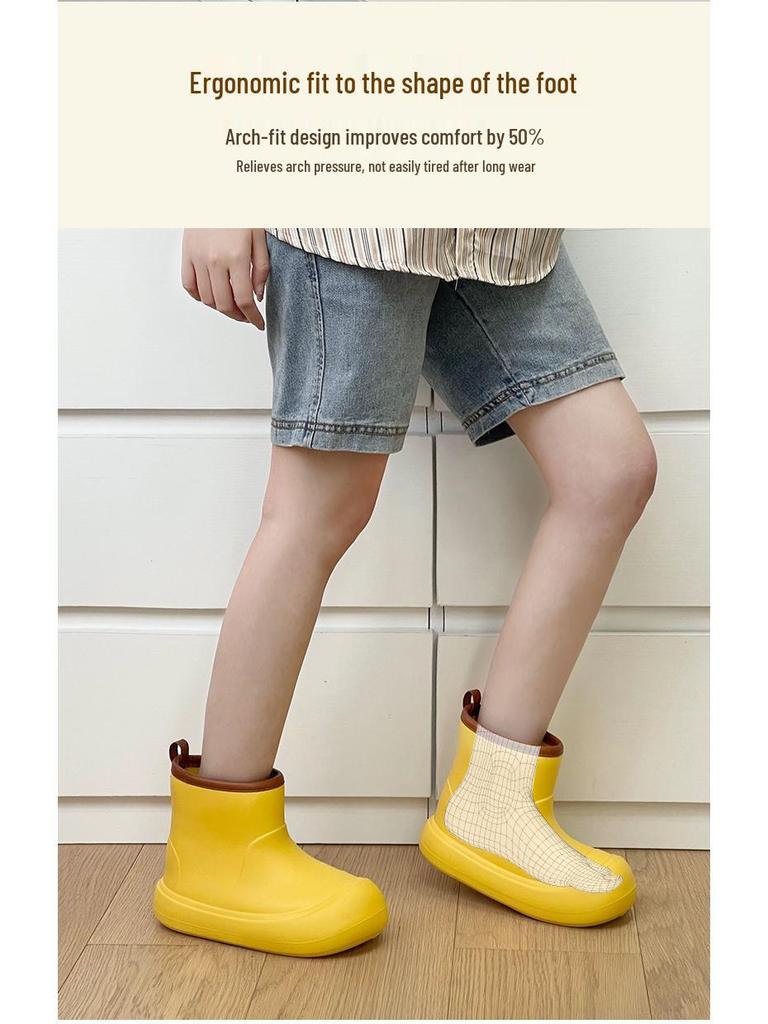 Korean-Style Chunky Heel High-Top Rain Boots for Women - Spliced Candy Color, Thick-Soled Rubber Shoes for All Seasons