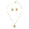 Gold  Pendant Necklace and Stud Earrings Set for Women Four Leaf Clover Charm Fashion Jewelry Gift Adjustable Chain