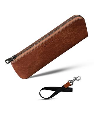 Pueblo Leather Pencil Large Holds 15 Zipper with Perfect Gift for Adults and High School Students Case, L-Shaped, Slim, Capacity, Pencils, Closure,
