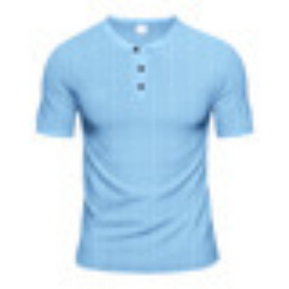 

New Men s Summer Style T-shirt, Short-sleeved Men s T-shirt, Fashionable and Loose-fitting, Breathable, Casual Henry Shirt Tops 3XL синій