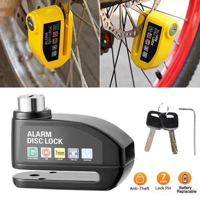 Alarme Moto Verrou Roue Frein à Disque Moto Scooter Vélo Étanche 110dB Fort Antivol Alliage d'Aluminium Sécurité Frein