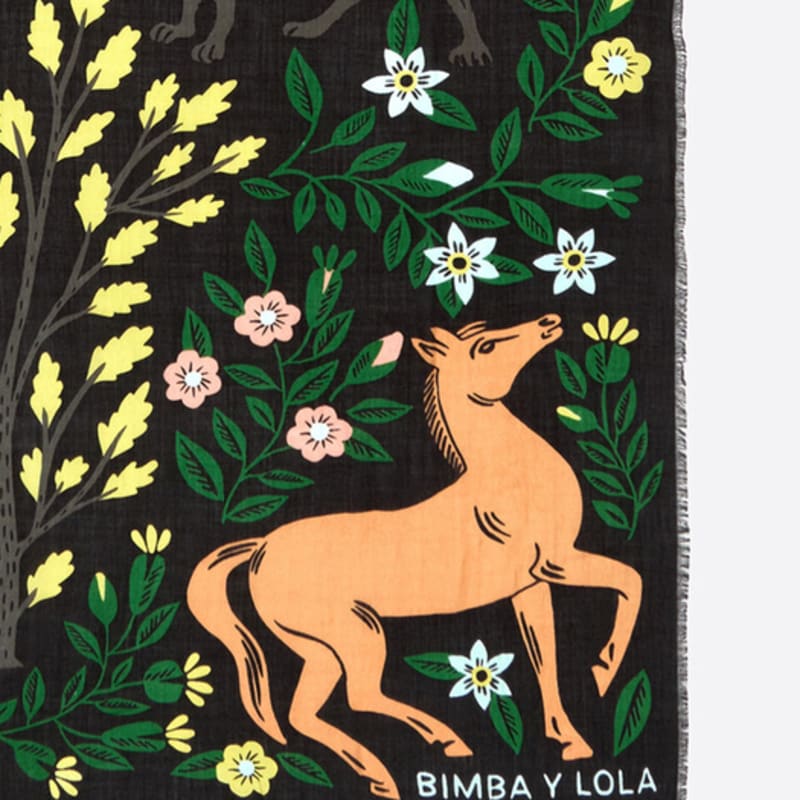 BIMBA Y LOLA Vegetation Animal Black Shawl B256AII004BKF