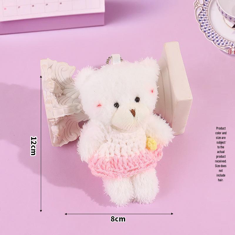 Blush Bear Plush Vest Keychain - Cute Teddy Backpack Charm Gift