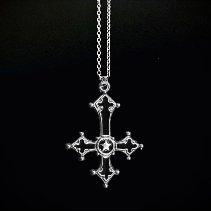 Gothic Cross Pendant Necklace For Women With Alloy Chain And Electroplated Finish