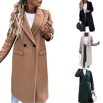 Women's Thick Wool Overcoat Windbreaker Long Sleeve Coat for Autumn/Winter
