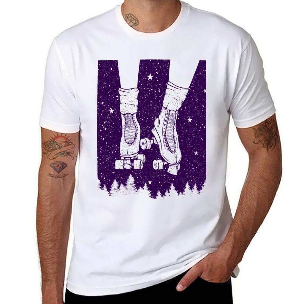 Night Skating Tshirt Basic Solid Color Short Sleeve Tshirt