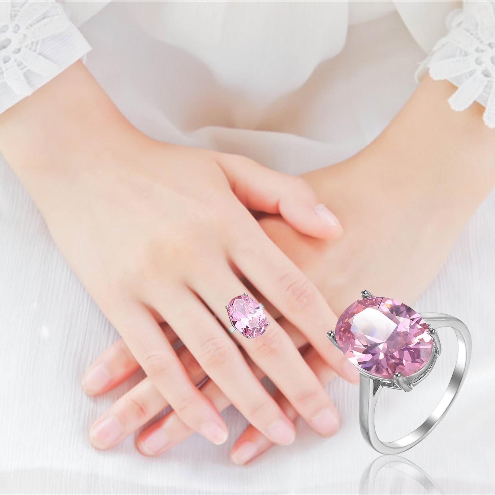 

Ladies Oval Zircon Ring Inlaid Size 6 To 10 8 розовый