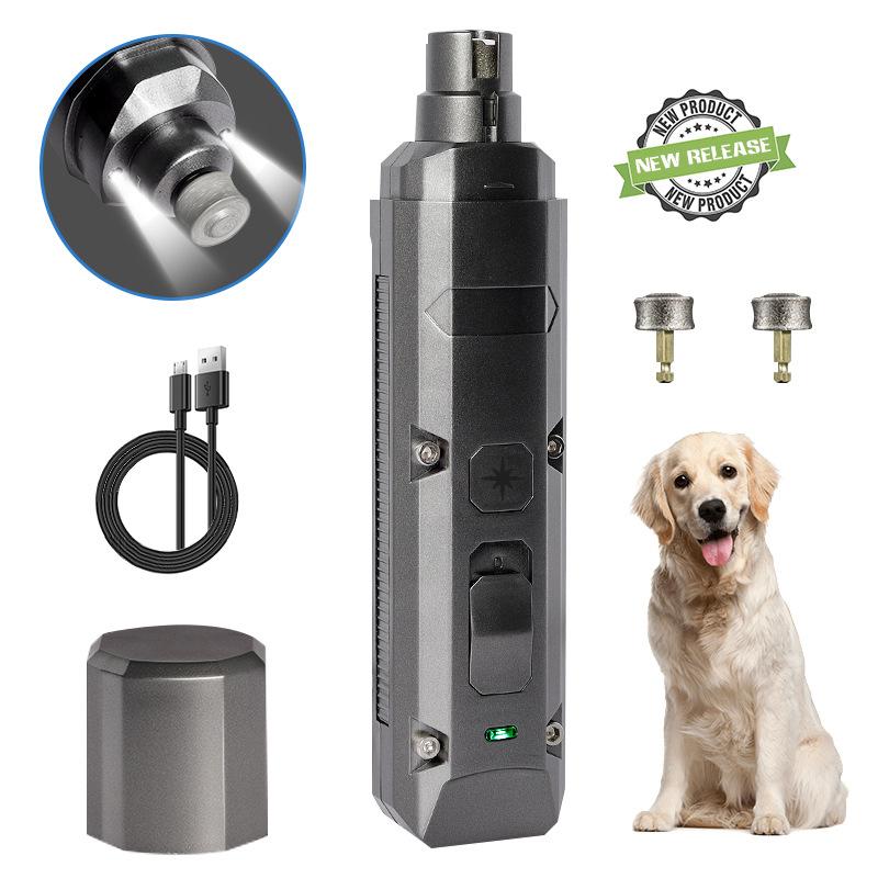 Upgraded Professional 2-Speed Electric Rechargeable Painless Pet Dog Nail Grinder Dog Nail File Trimmers with 2 LED Lights
