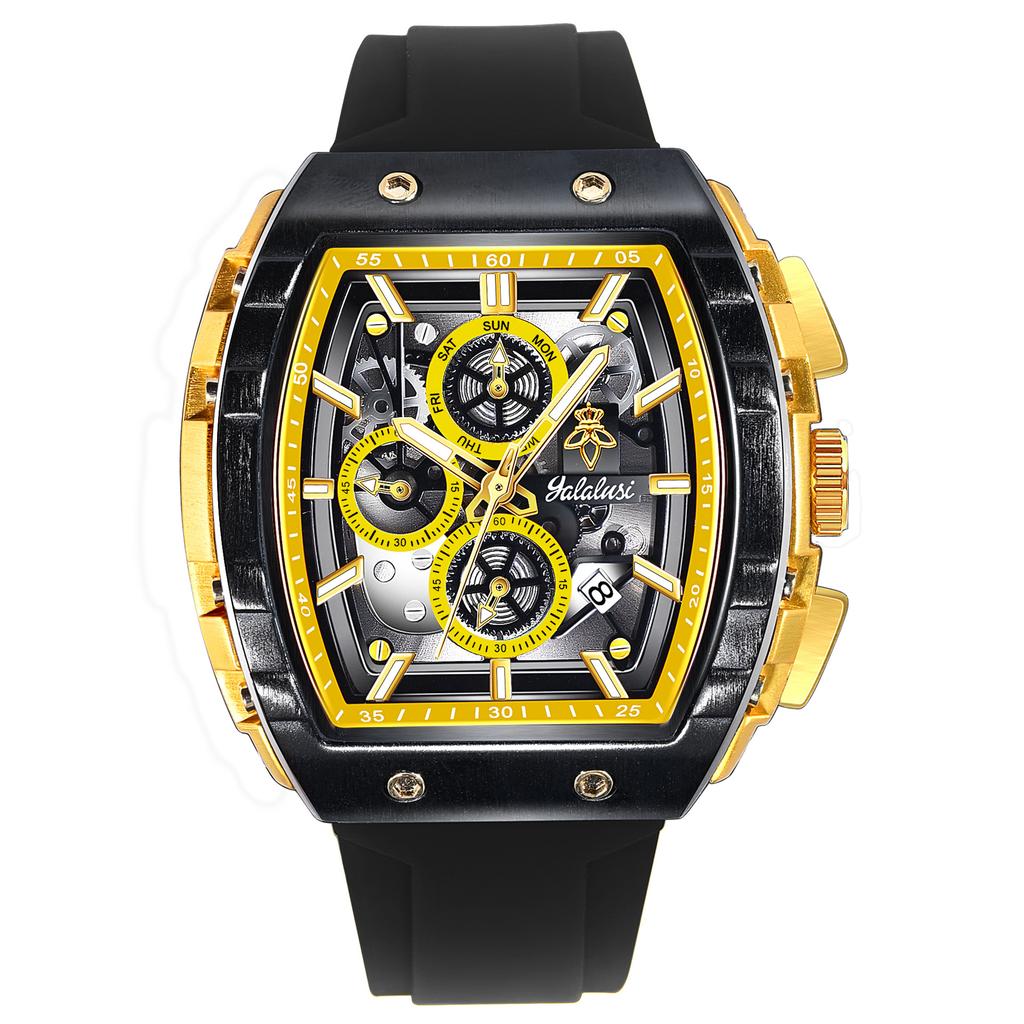 Yalalusi Luxury Sports Men'S Watch Hollow Chronograph Men'S Watch Silicone Strap Tk Watch