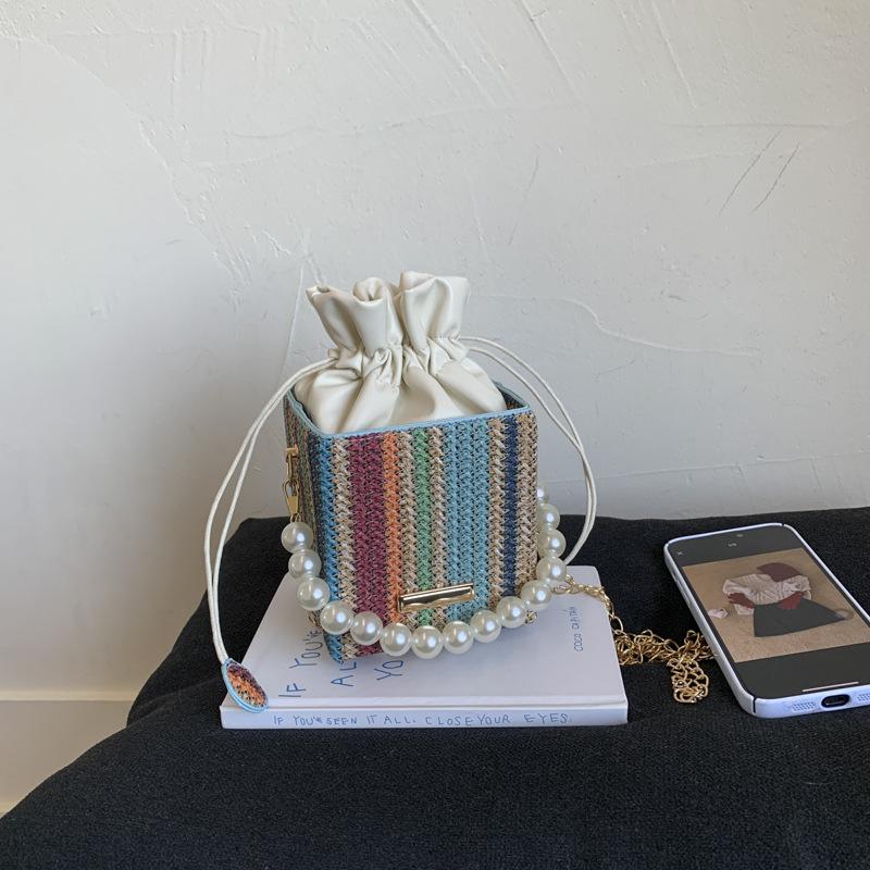 Summer small bag women's new trendy fashion simple fashion trend pearl portable chain messenger bag