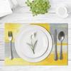 Farmhouse Placemats Set of 4, 12x18 Inch Modern Grey White and Yellow Art Painting Table Mats for Outdoor Home Party Kitchen Dining Decoration