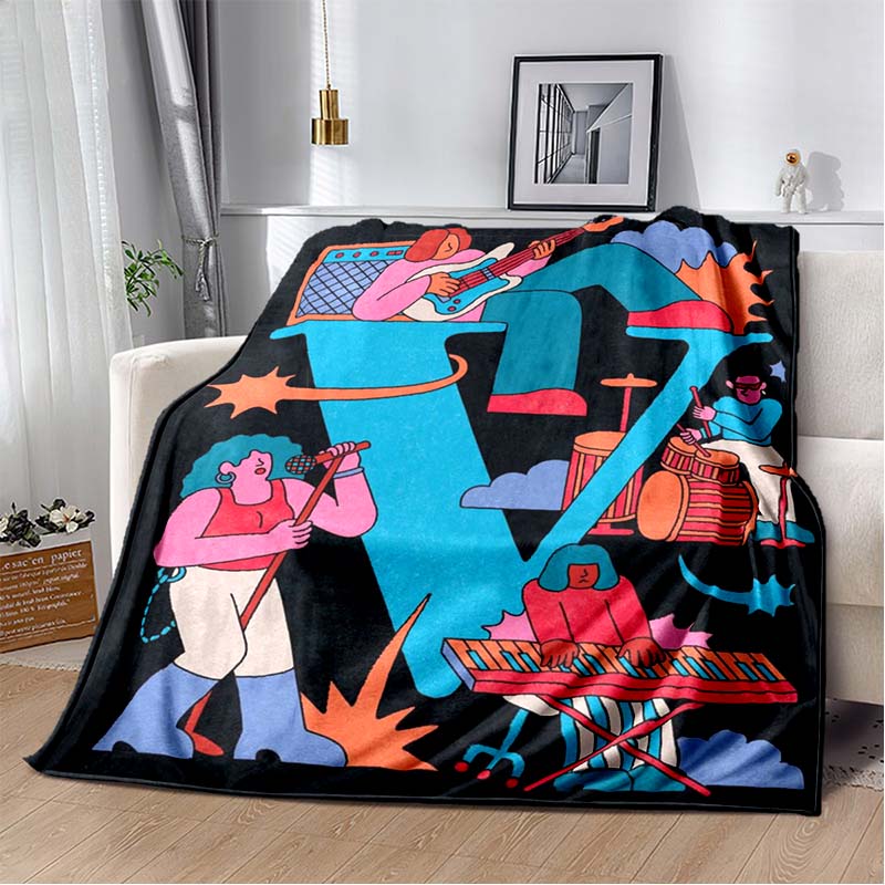 Paris Cubist Abstract Eiffel Tower Guitar Woman Figure Print Soft Flannel Throw Blanket Warm Sofa Couch Bed Home Decor Cover For Travel Art Lovers