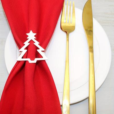 2pcs Hollow Christmas Tree Napkin Rings, Festive Table Decor Metal Napkin Holders In Golden Silvery, Party Table Accessories