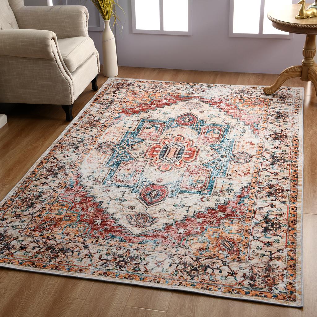 Retro Ethnic Carpets Turkish Persian Rug for Living Room Bedside Bedroom Vintage Floor Mat Entrance Doormat Carpet Large Rug