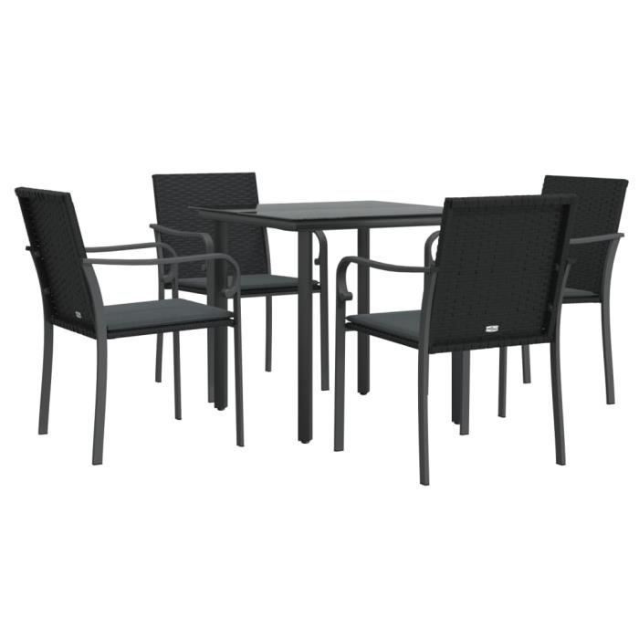 VidaXL Ensemble à manger de jardin 5 pcs coussins résine tressée acier 3186956