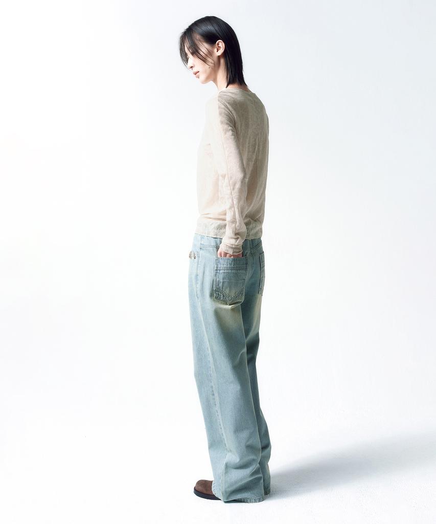 INSILENCE WOMEN [2Nd Reorder] Patterned Sheer Long Sleeve Beige