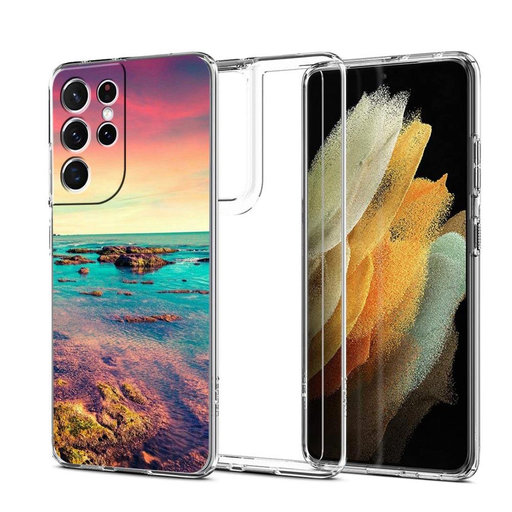 Sea blue Sky beach Clear Silicone Phone Case For Samsung Galaxy S23 S22 5G S20 Ultra S21 FE 5G S10E S9 S8 S10 Plus Soft Cover