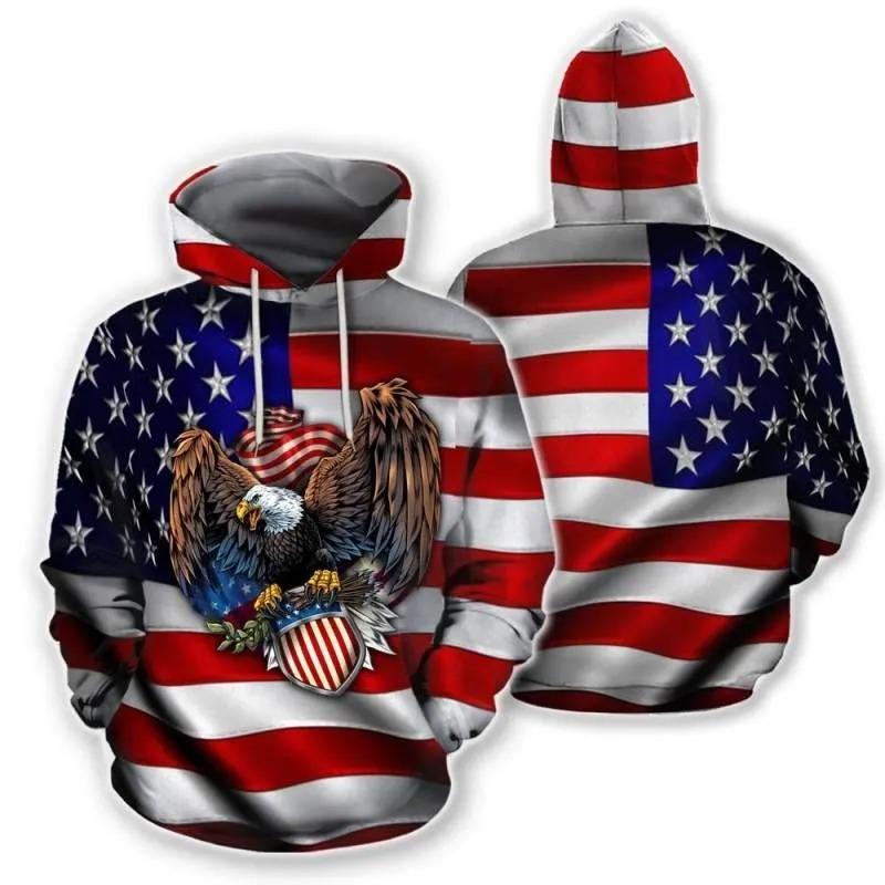 Nieuwe Mode Amerikaanse Vlag 3D Print Hoodie Heren Casual Sweatshirt Harajuku Streetwear Lange Mouw Pullover