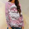 Christmas Party Women T-shirt Santa Claus Print Long Sleeve Holiday Graphic Tops O-Neck Casual Style Fall Winter Female Tees