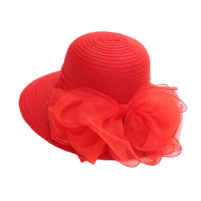 Women Organza Bucket Hats Elegant Bow Church Hats Lightweight Derby Tea Party Hats