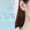 Cute Cat And Fish Asymmetric Stud Earrings Creative Simple Temperament Jewelry For Women Fashion Accessories
