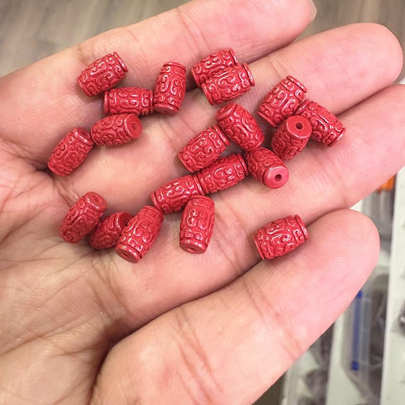 High-Content Emperor Sand Vermilion Pattern Small Barrel Spacer Beads Bracelet Red Rope DIY Ornament